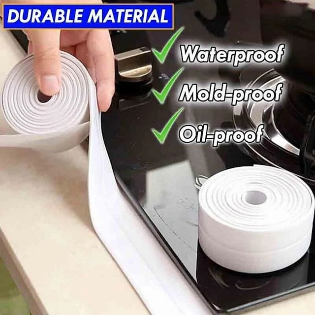  Caulk Strip Tape PVC Self-Adhesive Decorative Sealing Tape Used for Kitchen Sink Toilet Bathroom Bathtub Floor Wall Edge 0.87‘‘*10.5ft/2.2*320cm