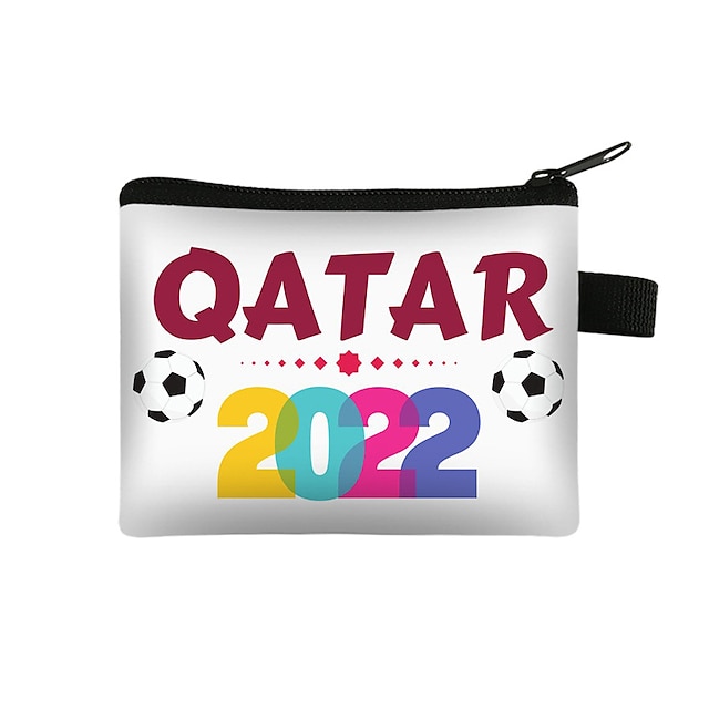  2022 qatar VM-fans barneveske polyester veske horisontal firkantet mini glidelås lommebok