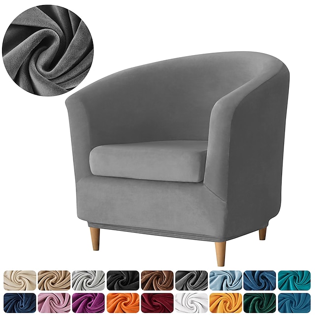  Velvet Club Chair Slipcovers, Soft Stretch Tub Chair Cover for Living Room and Bedroom, Washable and Removable Armchair Protector, Furniture Protector for Home Decor