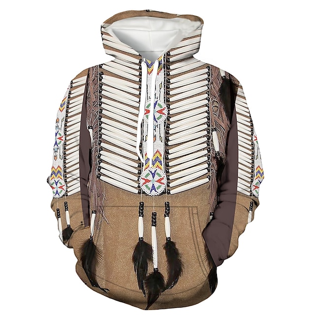  Homens Geométrica Tribal Moletom Moletons Moletom Manga Longa Moletom com capuz Com Capuz Designer Impressão 3D Diário Marron Cáqui Designer