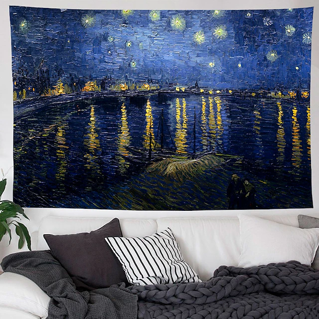 Van Gogh Painting Large Wall Tapestry Art Decor Blanket Curtain Hanging Home Bedroom Living Room Decoration Polyester 19