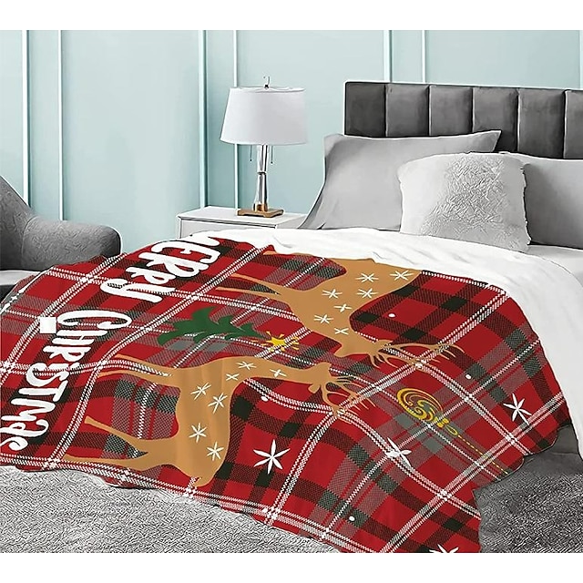 Christmas Red Throw Blanket Cozy Funny Santa Claus Holiday Fleece Throw Super Soft Cozy Plush