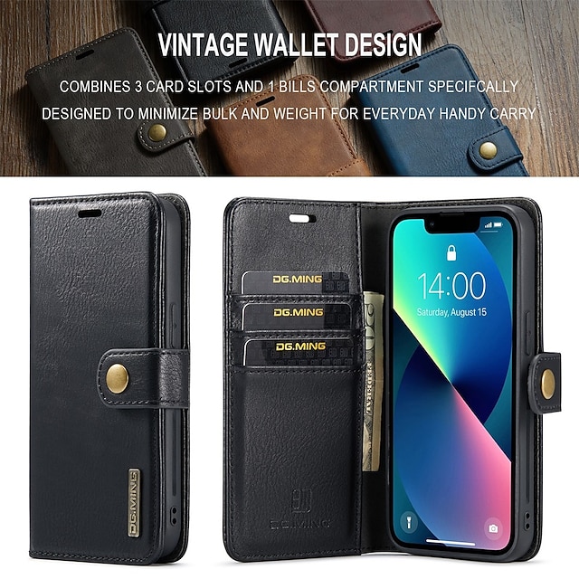 Étui à rabat horizontal en cuir texturé pour iPhone 17 Pro Max R64 (noir