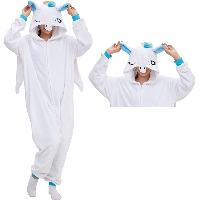  Adults' Kigurumi Pajamas Nightwear Unicorn Dog Character Onesie Pajamas Funny Costume Flannel Cosplay For Men and Women Carnival Animal Sleepwear Cartoon
