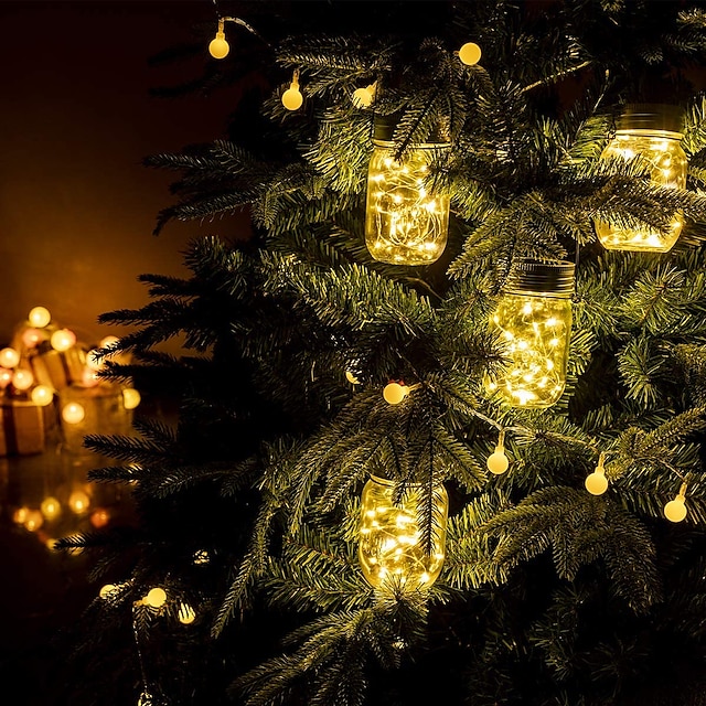 2 uds luces solares de tarro de albañil 30 luces led de hadas al aire libre impermeable linterna de luciérnaga luces de césped de jardín fiesta de bodas de Navidad decoración de jardín de vacaciones