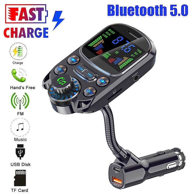  BC86 Kit voiture Bluetooth kit main libre voiture Bluetooth QC 2.0 QC 3.0 Radio MP3 Automatique