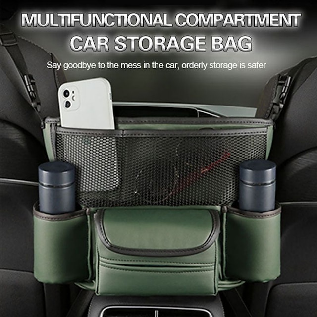  Nappa Leather Car Front Seat Middle Storage Bag Auto Center Console Tissue Organizer Stowing Tyding Can Isolation Block Package
