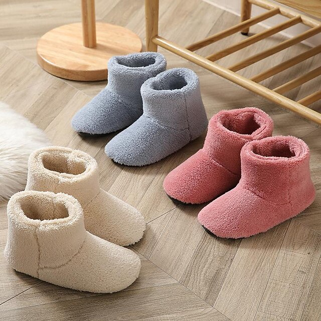 Women Winter Home Slippers, Warm House Boots Fluffy Snowflakes Slippers