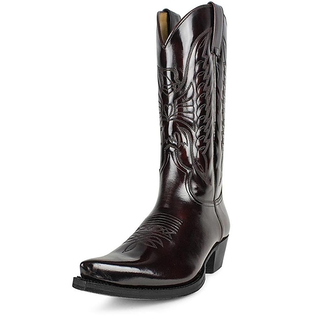  herrestøvler western cowboystøvler ridestøvler retro plus size vintage klassisk utendørs daglig pu mid-calf boots slip-on svart brun sommer