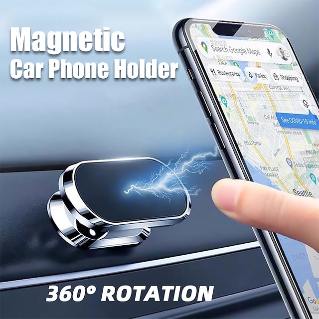  Magnetic Car Phone Holder Mount Easily Install 360° Rotation Magnetic Type Dashboard Mini Strip Shape Stand Compatible with All Smartphones