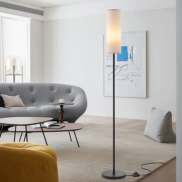  Modern Floor Lamp in Living Room Fabric Lamp Shade High Pole Lamp in Bedroom 65 inch High Lamp Suitable for Office Children's Room Reading and Home Decoration