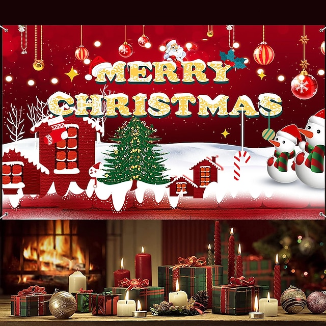  2023 Christmas Background Cloth Christmas Banner Festive Party Decoration Banner Decoration
