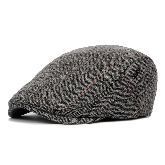 Herr Platt mössa Tweed Keps Svart Kaffe Bomull Pärlor Splitsa Enkel Elegant och modernt Retro Gata Vardag Helgen Rand Bärbar Komfort Mode