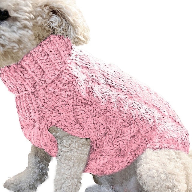  מעיל כלב, nmch סוודרים לכלב קטן סרוגים סוודרים לחיות מחמד חתול כלב סוודרים חמים סווטשירט לכלב בגדי חורף חתלתול גור סוודרים כלבים צווארון גולף(כחול,l)