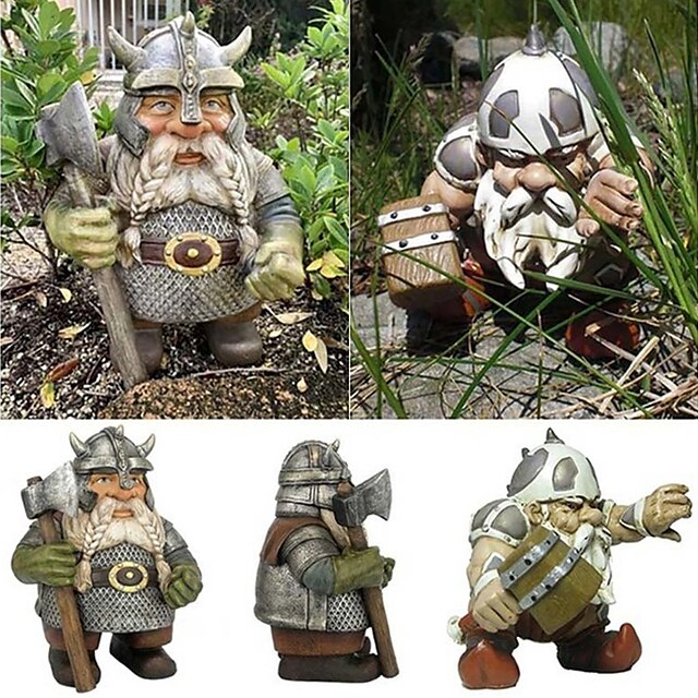  Statues Viking Victor Norse Dwarf Gnome Statue Viking Resin Statue Gardening Crafts Ornaments Decoration Crafts Home Decor