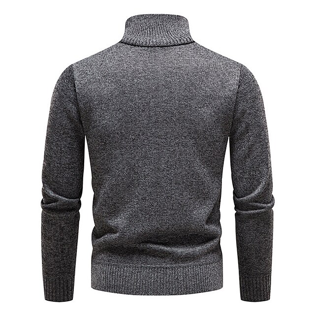 Men's Pullover Sweater Jumper Fleece Sweater Ribbed Knit Zipper Knitted