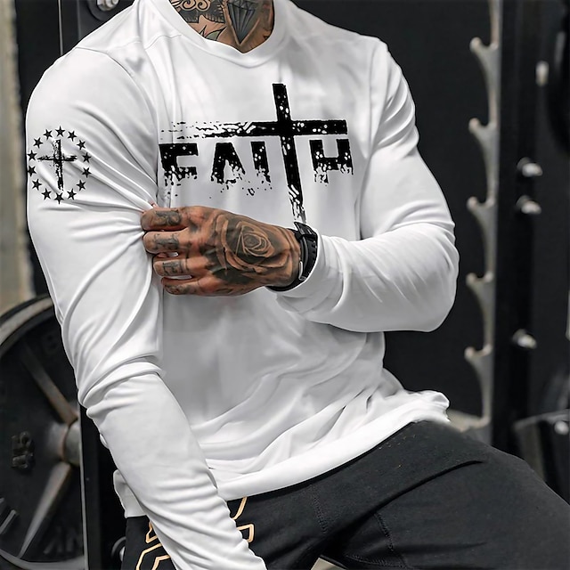  Men's T shirt Tee Cool Shirt Long Sleeve Shirt Letter Graphic Prints Crew Neck Hot Stamping Street Daily Long Sleeve Print Clothing Apparel Fashion Designer Casual Comfortable