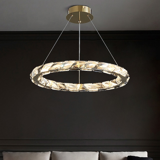  lampadario a sospensione a led lampadario a 1 anello regolabile finitura in acciaio inossidabile lussuoso stile moderno sala da pranzo lampade a sospensione camera da letto 110-240v