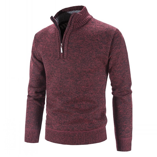  Miesten Neulepusero Mekko villapaita Fleece villapaita Joustin Neuloa Normaali Kudottu Yhtenäinen väri Pystykaulus Pidä Lämmin Moderni nykyaikainen Työ Arki-asut Vaatetus 봄 & Syksy Rubiini Sininen M