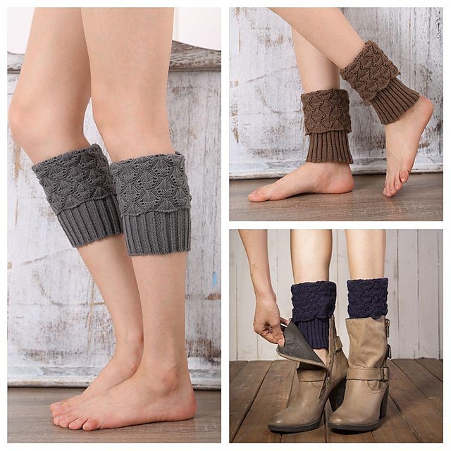  Women's Leg Warmers Boot Cuffs Home Daily Solid Color Acrylic Fibers Basic Classic Warm 1 Pair