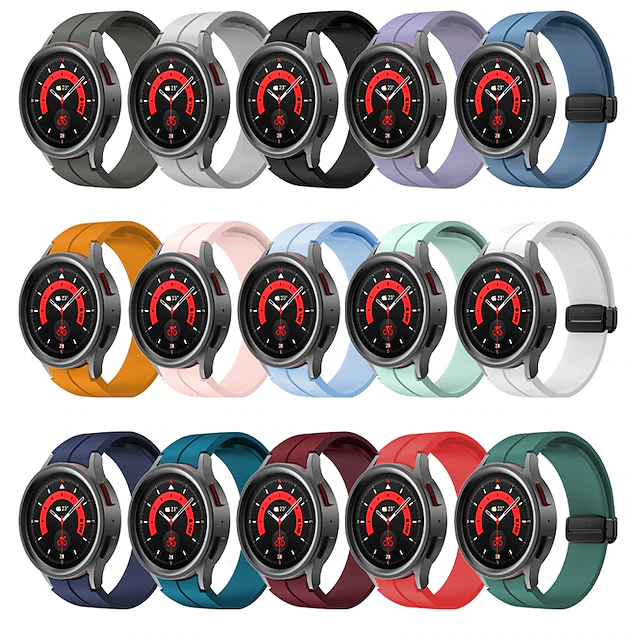 Watch Band for Samsung Galaxy Watch 7/6/5/4 40/44mm, Watch 5 Pro 45mm, Watch 6 Classic 43/47mm, Watch 4 Classic 42/46mm Silicone Replacement Strap Magnetic Clasp Waterproof Adjustable Sport Band 38