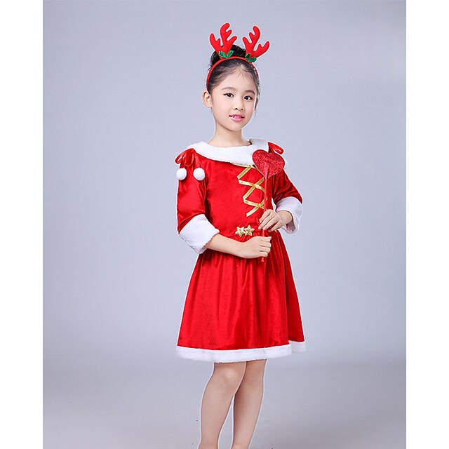  Santa Claus Dress Santa Suits Girls' Christmas Christmas Christmas Eve Kid's Party Christmas Polyester Dress