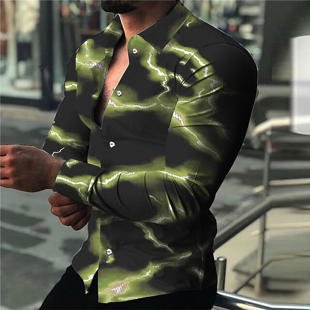 Men's Lightning Shirt Long Sleeve Fashion Designer Casual Outdoor ...
