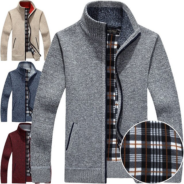 Men's Sweater Cardigan Zip Sweater Sweater Jacket Fleece Sweater Knit