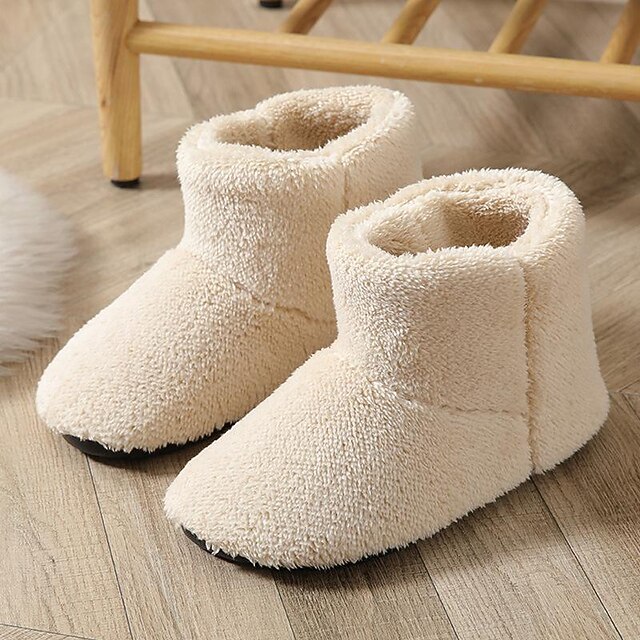 Women Winter Home Slippers, Warm House Boots Fluffy Snowflakes Slippers