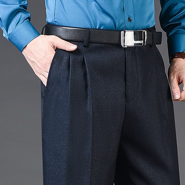 Men's Trousers Dress Pants Slacks Pleated Pants Pocket Pleats Straight ...