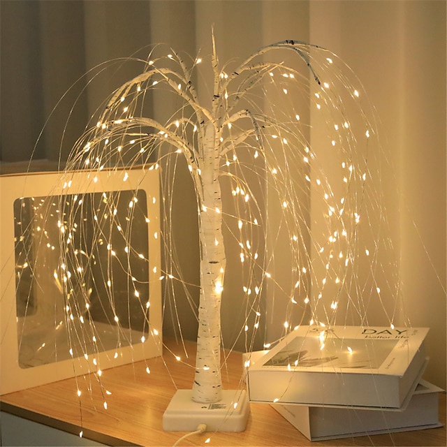 Led wilg kerstboom nachtlampje 192 leds touch control 8 modi fairy nachtlampje voor slaapkamer bruiloft home decoratie;