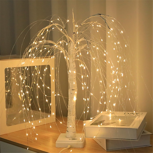  Led saule arbre de noël veilleuse 192 led contrôle tactile 8 modes fée nuit lampe pour chambre mariage fête décoration de la maison