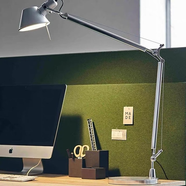  Swing Arm Table lamp LED Silver Table lamp for Desktop Aluminium E27 Flexible Adjustable Eye Care Study Office Table lamp