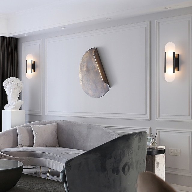  led væglampe marmor oval sconce moderne varmt lys lysarmatur moderne indendørs væglamper soveværelse spisestue kobber 110-240v