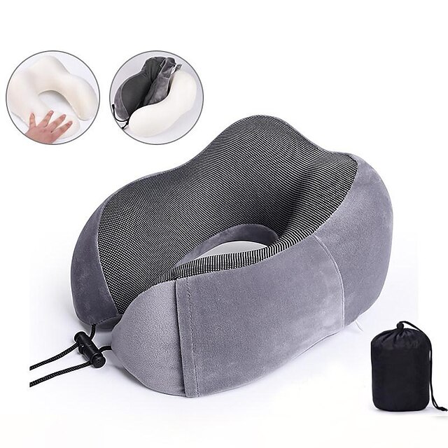 Neck Pillow for Traveling Cotton Travel Neck Pillow for Airplane 100% Pure Memory Foam Travel Pillow for Flight Headrest Sleep, with Storage Bag, Support for Car, Home, Office, and Gaming