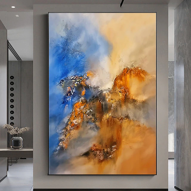 Handmade Oil Painting Canvas Wall Art Decor Abstract Colored Mountain Painting Original Landscape Painting for Home Decor With Stretched Frame/Without Inner Frame Painting 9