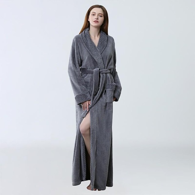 Viakeo Damen Bademantel Mit Kapuze - Dickes Fleece, Taschen, S-XXL