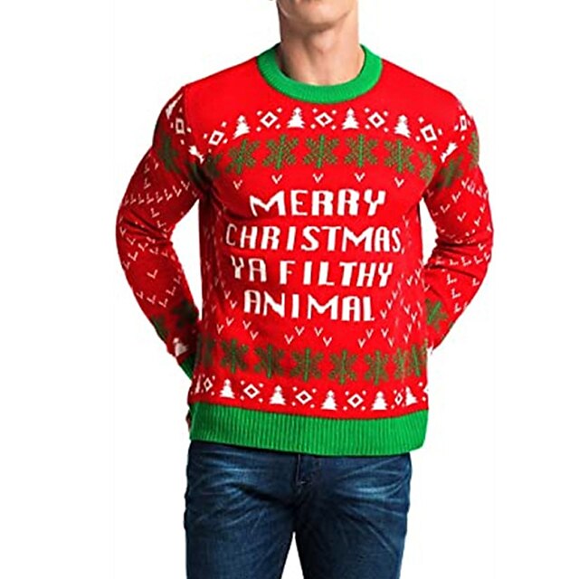 Letter Christmas Pattern Keep Warm Modern Contemporary Men's Knitted ...