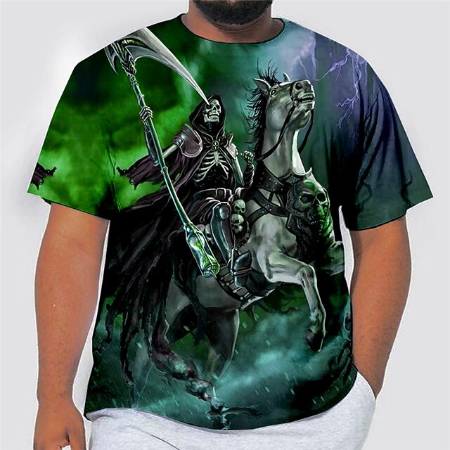  Voor heren Grote maten T-shirt Groot en klein Grafisch Strakke ronde hals Afdrukken Korte mouw Lente zomer Modieus Streetwear Basic Comfortabel Casual Sport Tops