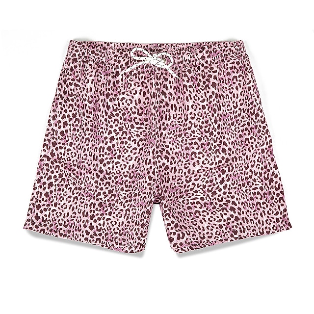 Short De Bain Double Couche Imprimé Pompiers/hawaïen - Taille élastique Avec Cordon - Pour Garçons Et Filles, Séchage Rapide