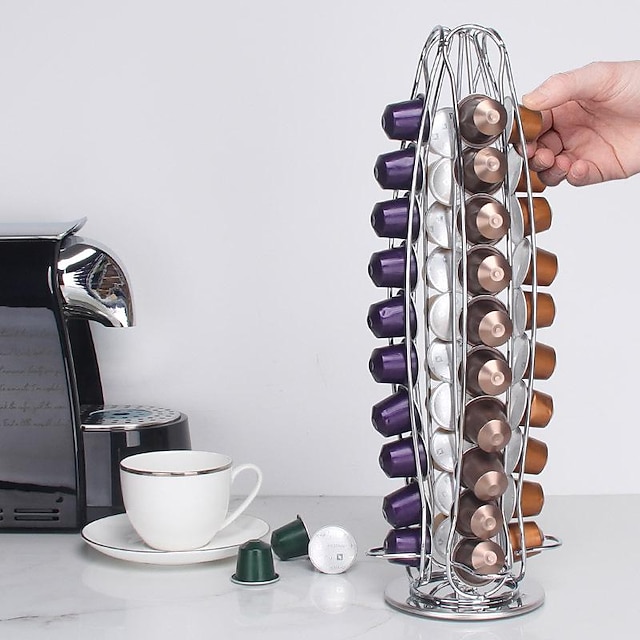 Coffee Pod Holder, Black Coffee Capsule Holder Carousel, 360 Degree