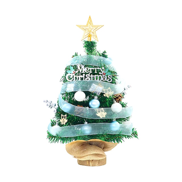  Paquete de árbol de navidad de 45 cm con luces decoración de navidad escritorio hogar 60 cm mini adornos de árbol de navidad
