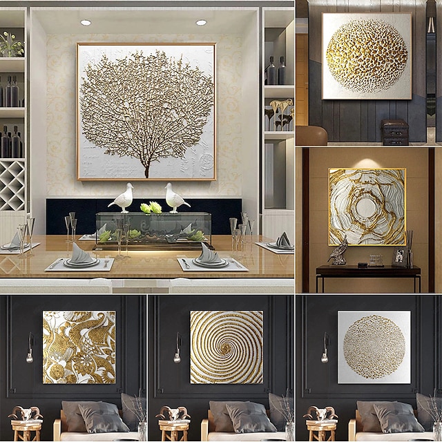  Abstract Golden Tree Wall Art Canva Nordic Style Prints and Posters Home Decoration for Living Room Office Wall Hanging Gift Rolled Canvas No Frame Unframed Unstretched
