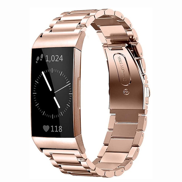  Pulseira de Smartwatch Compatível com Fitbit Charge 4 / Charge 3 / Charge 3 SE Aço Inoxidável Relógio inteligente Alça Libertação Rápida Áspero Luxo Pulseira de Corrente Substituição Pulseira