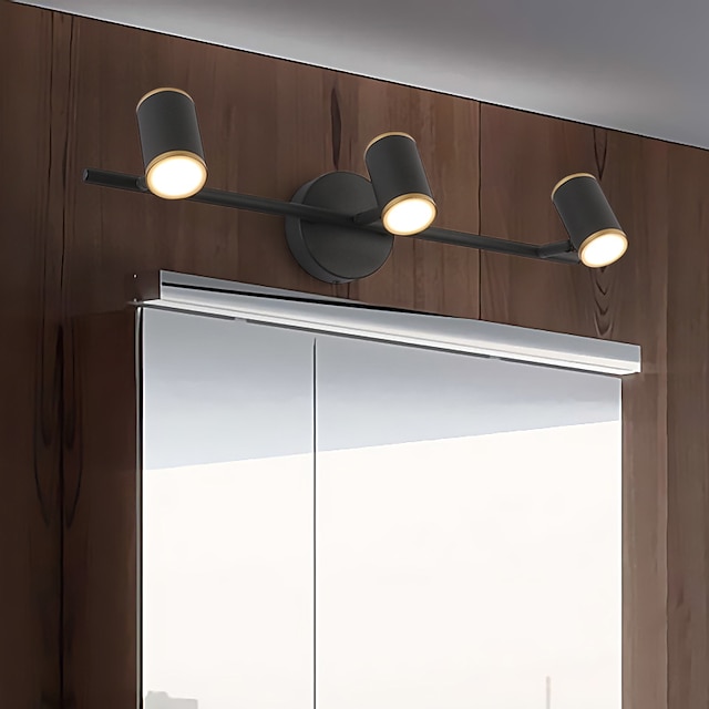  přední zrcadlová led koupelnová nástěnná lampa černá a bílá jednoduchá 3hlavová nastavitelná šatna chodbová lampa na verandě