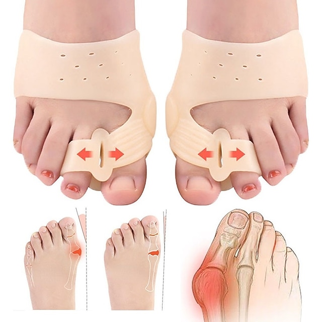  2 Pieces Silicone Gel Toes Separator Hallux Valgus Corrector Bunion Bone Ectropion Adjuster Toes Outer Foot Care
