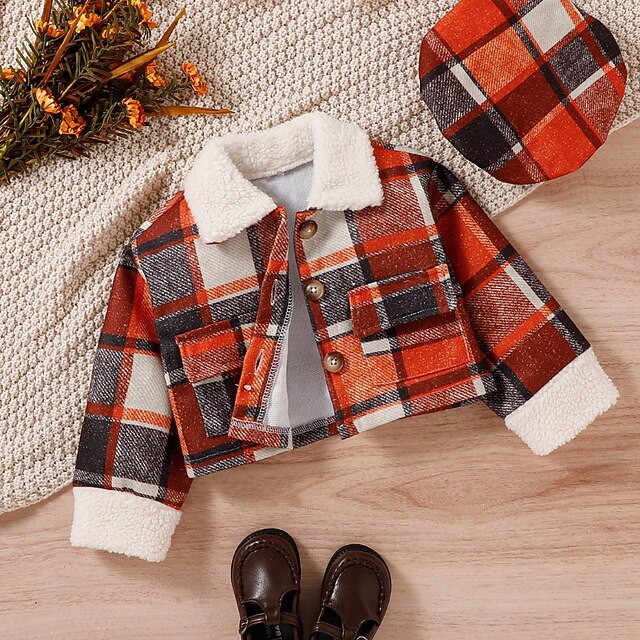 Toddler Girls' Jacket & Coat Plaid Active School Coat Outerwear 37