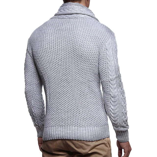 Men's Sweater Cardigan Cropped Sweater Knit Regular Knitted Turtleneck ...