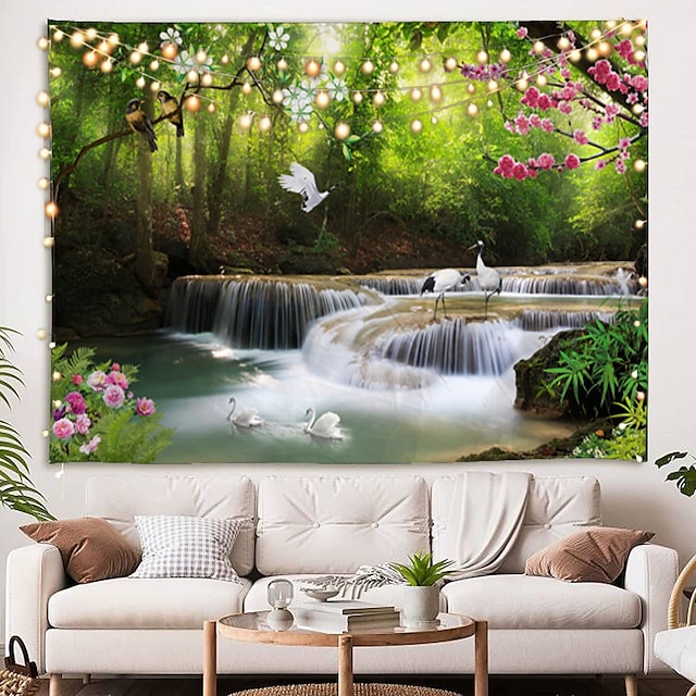  arazzo da parete decorazione artistica coperta tenda tovaglia da picnic appesa casa camera da letto soggiorno dormitorio decorazione natura paesaggio foresta albero fiume animale