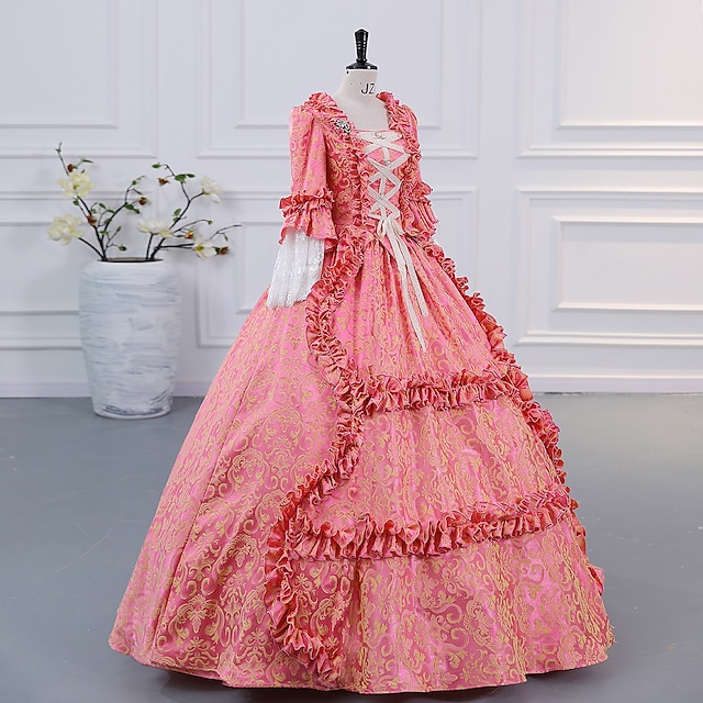 Ball Gown Square Neck 3/4 Length Sleeves Floor-Length Rococo Victorian Party Costume Masquerade Cosplay Prom Dress main image 1
